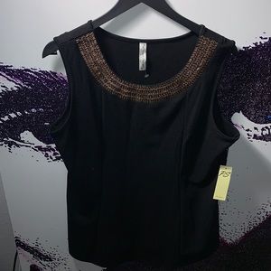 PERCEPTION BLACK TOP WITH BEAD WORK AROUND NECK